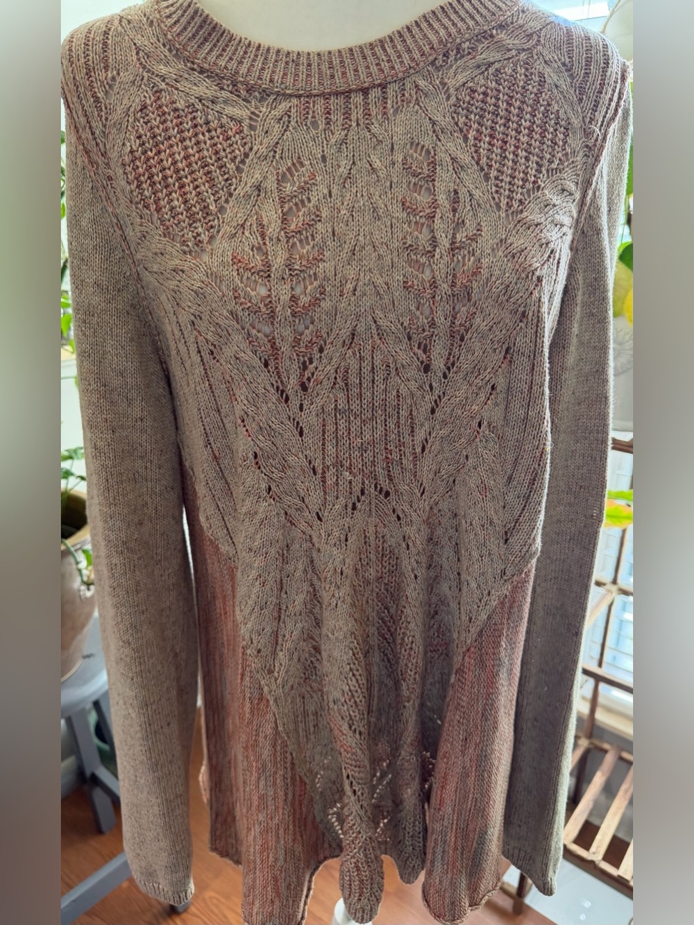 Anthropologie x Moth "Anita" mixed cable knit sweater EUC Sz XL